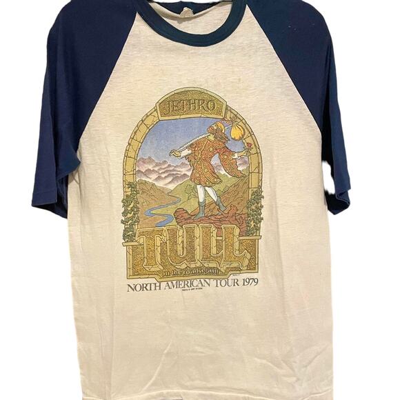Vintage 70s Jethro Tull On The Road Again Tour 1979 Raglan Single Stitch Shirt L - Picture 1 of 4